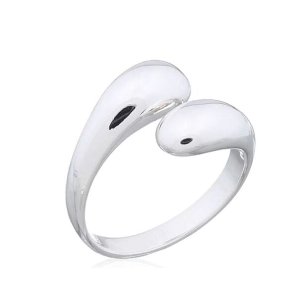 Silver Plated Adjustable Minimalist Drop Band Jewelry Rings - Picture 4 of 9